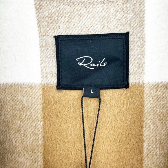 Rails Jaro Coat Ivory Camel Buffalo Check Wool Blend Size L NWT - Picture 9 of 14